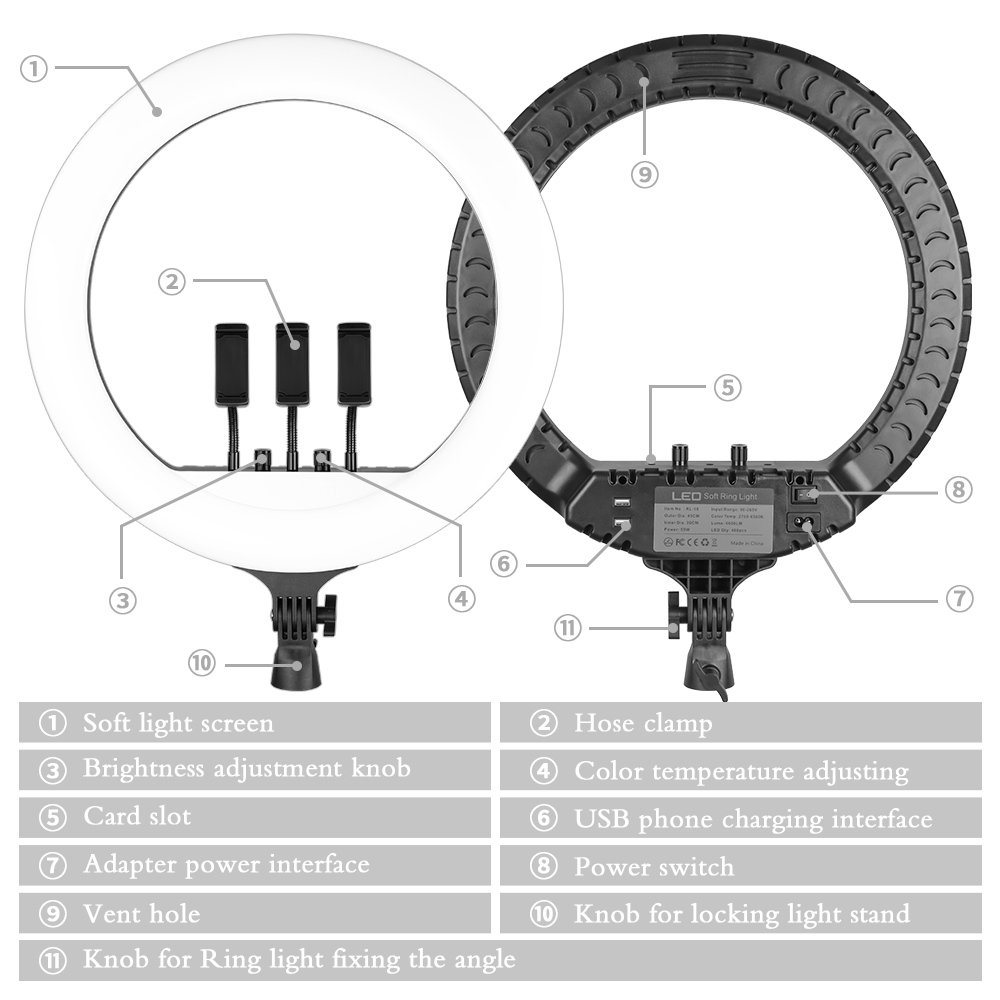 SH 18 Inch Knob Ring Light LED - огляд і ціна Photography Lighting Continuous