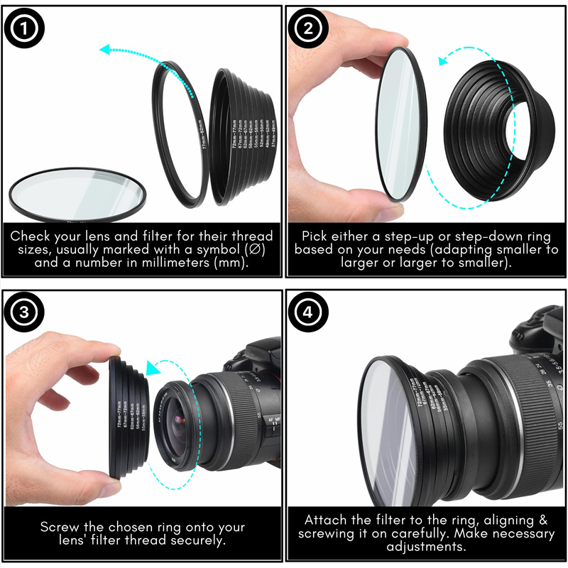 18pcs Camera Lens Filter Step  - огляд і ціна Macro Photography Lighting Kit